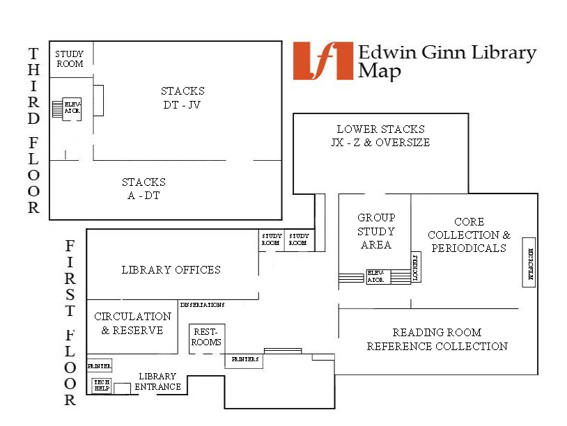 Map of collections at ginn library